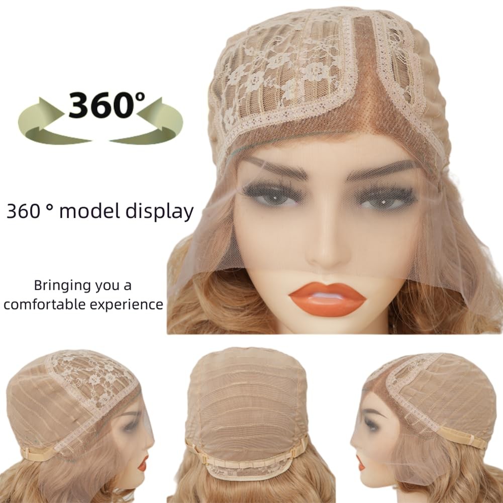 Salaibs Blonde 1920S Finger Wave Lace Front Wig Curly Wig Vintage Wigs For