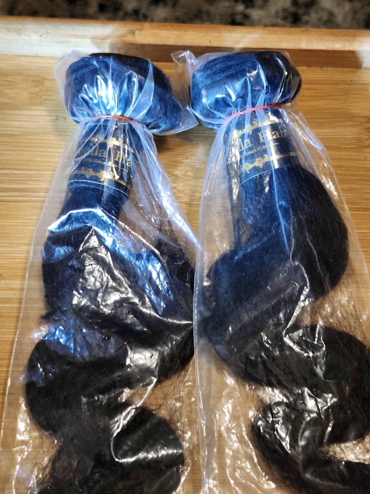 Amella Human Hair Extension 16 & 18 inch Virgin Hair Black Wavy