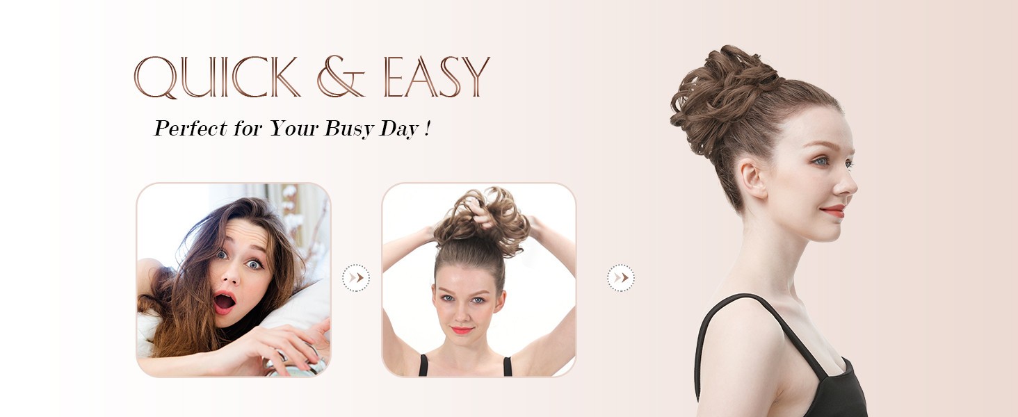 Messy Bun Hair Piece Strawberry Blonde 27 30 mix elastic wavy scrunchie chignon