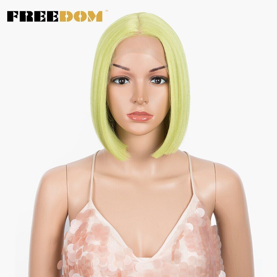 Straight Synthetic Lace Wig Short Ombre Bob Wig Purple Red Pink Fashion Wig