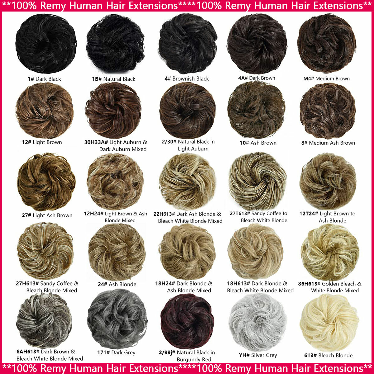 Curly Messy Bun Hair Piece Scrunchie Updo Real Human Hair Extensions 100% Remy