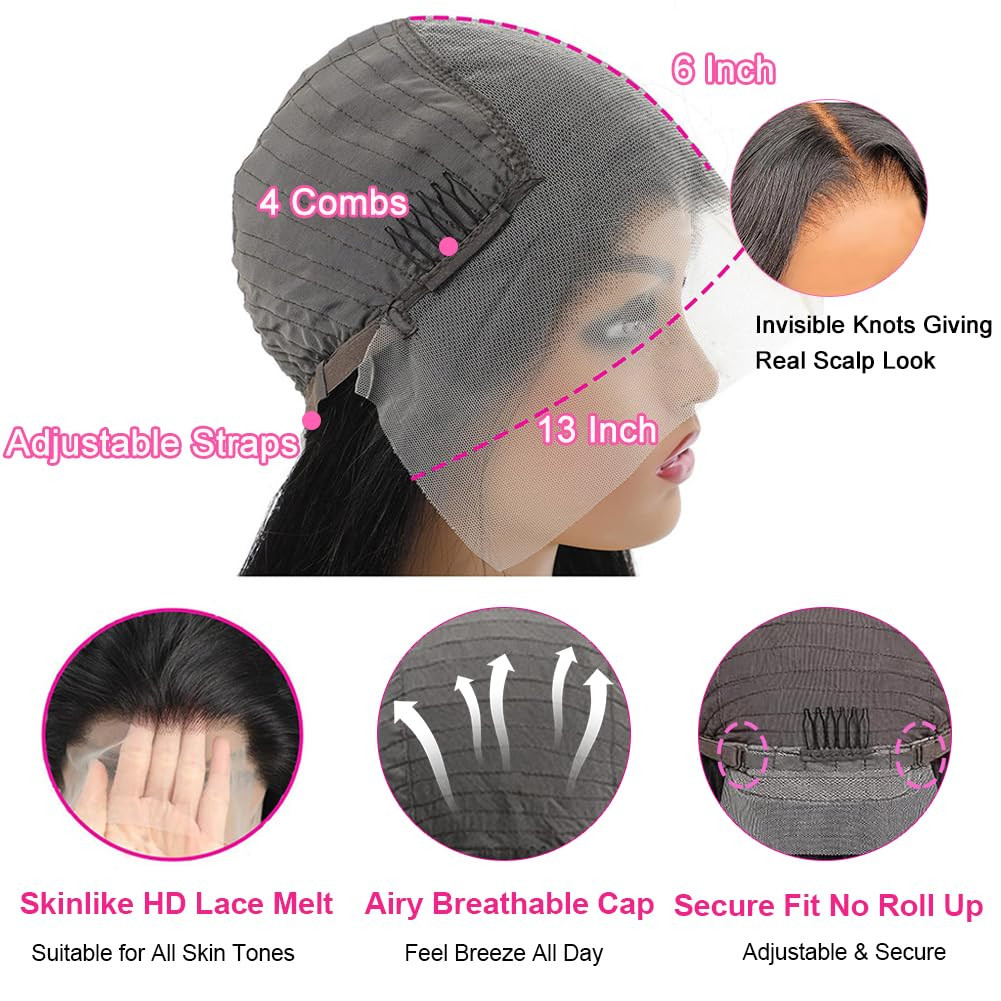 250 Density 30 Inch Lace Front Wigs, 100% Human Hair,[2-Year Life,260G], 13X6 St