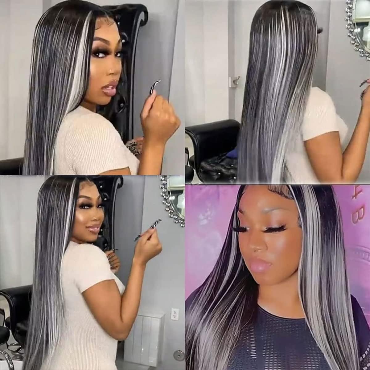 Hydtxc P1B/Grey Bundles Human Hair 24 26 28 Inch Straight Wave Human Hair