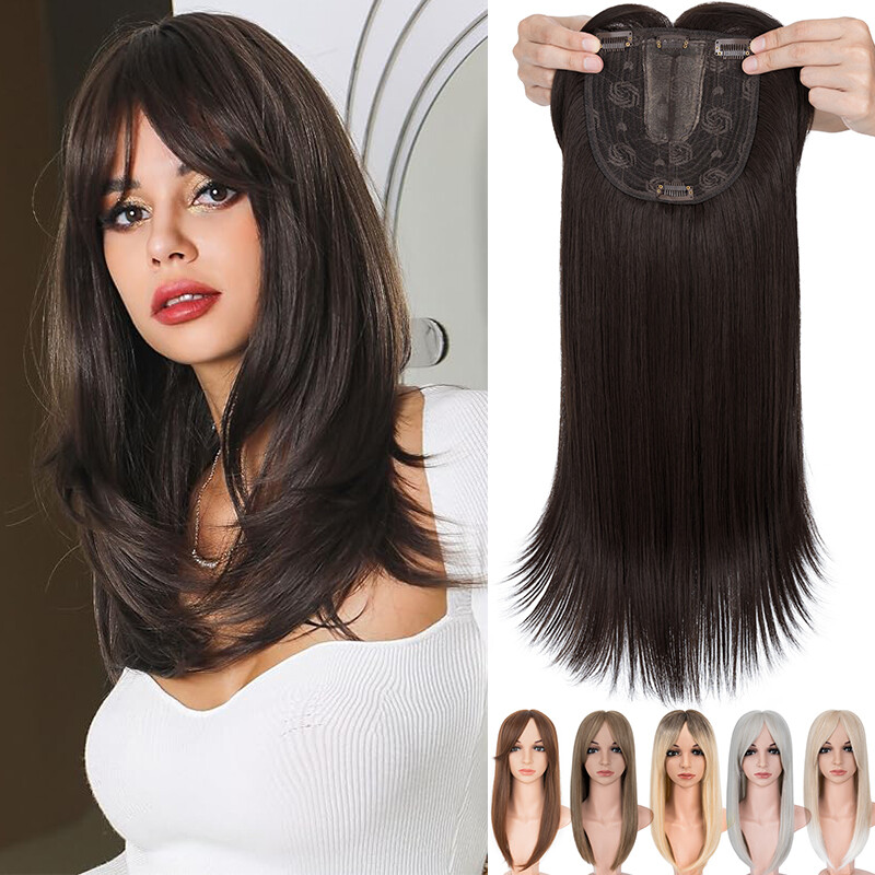 Blonde Free Part Lace Base Clip in AS Human Hair Women Topper Toupee Hairpiece