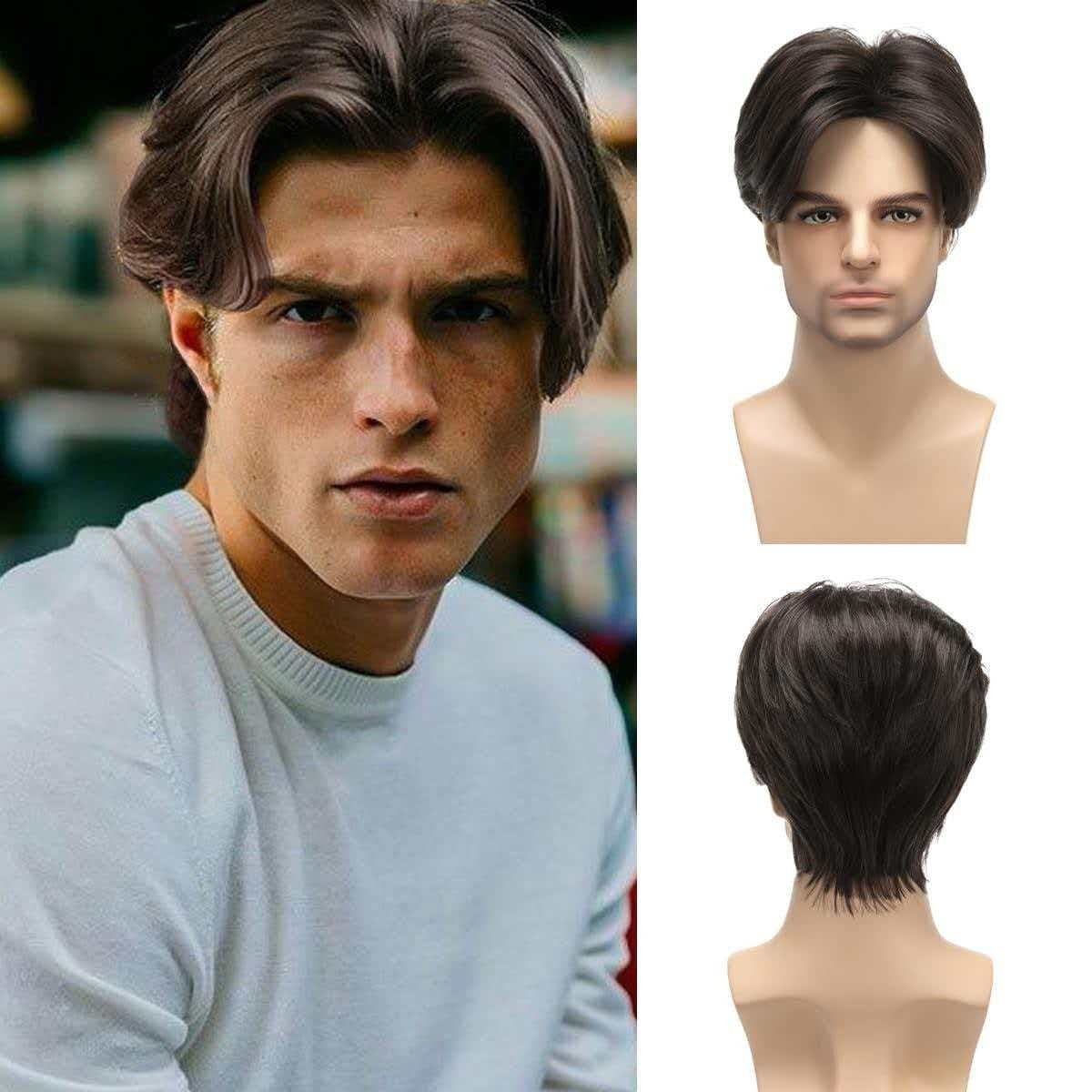 Men’s 6in Short Brown Wig Full Cosplay Synthetic Heat Resistant Halloween Party
