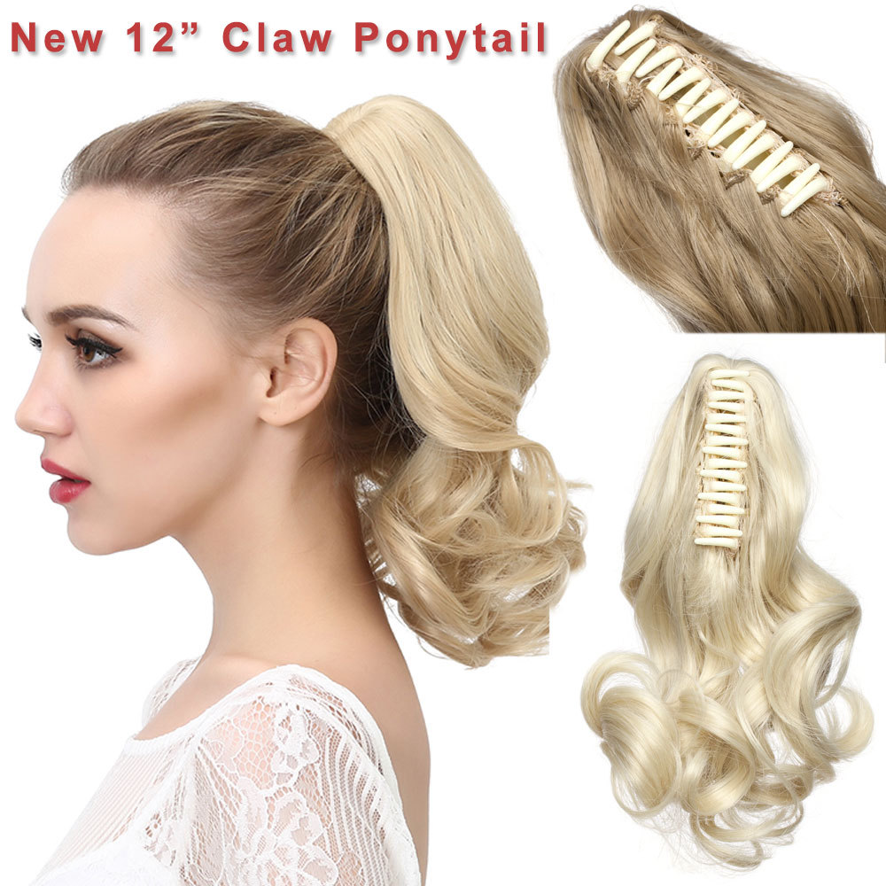 100% Natural Long Ponytail Thick Lady Claw Clip on in Pony Tail Hair Extensions