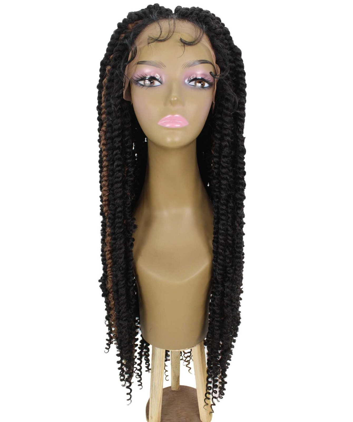 LUXLUXE Esosa Curly Esosa 31 in Long Esosa 4X4 Hand Tied Lace Braid Braided Wig