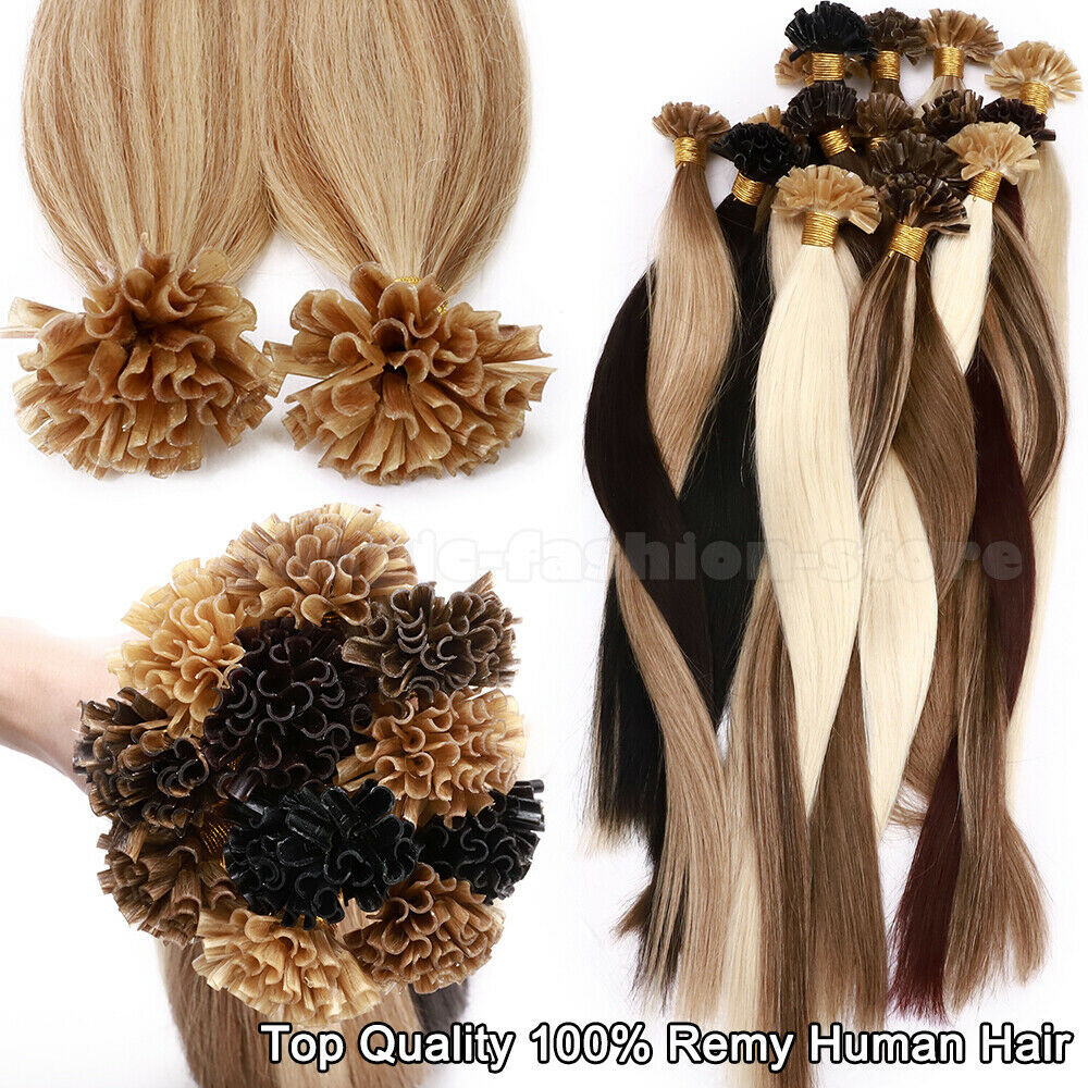 Pre-bonded Keratin U Tip Hair Extensions Real Human Hair Glue Fusion Nail Tip 1g