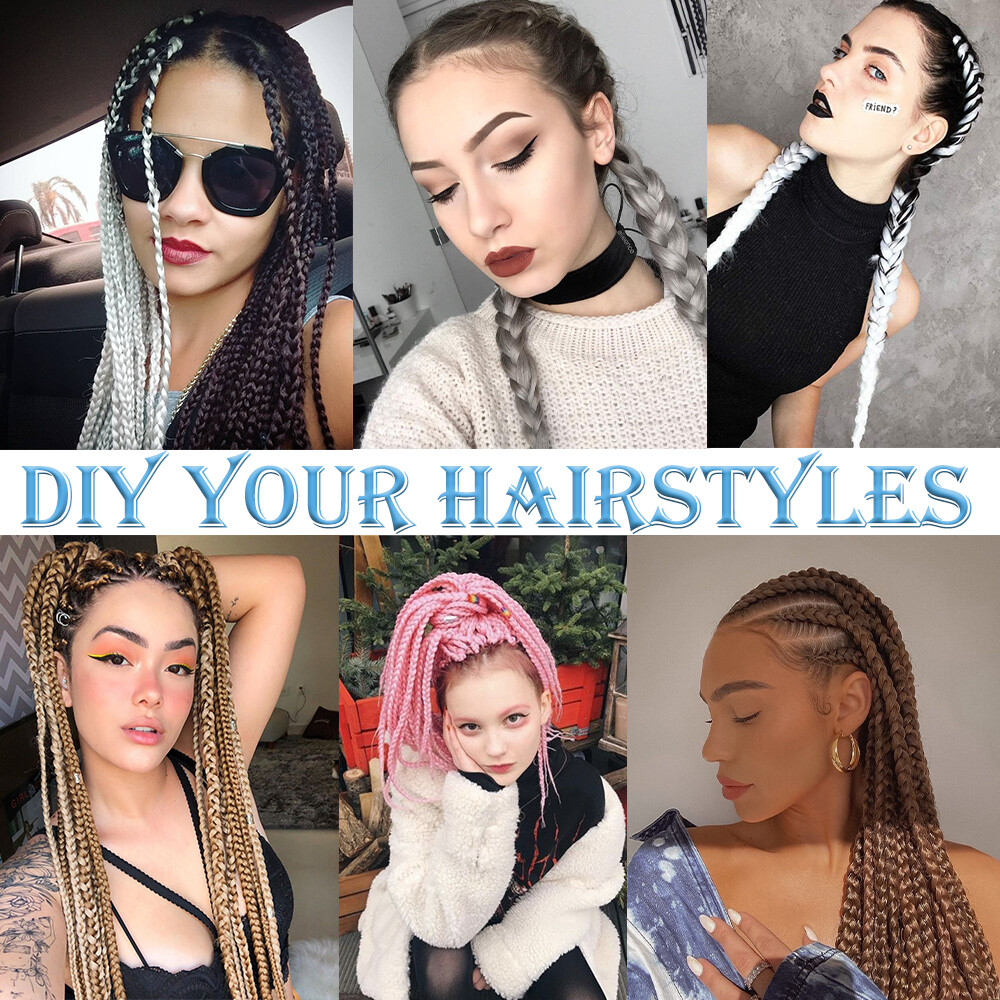 US 24″ Braiding Ombre Afo Jumbo Braids Hair Extension Synthetic For Woman Brown