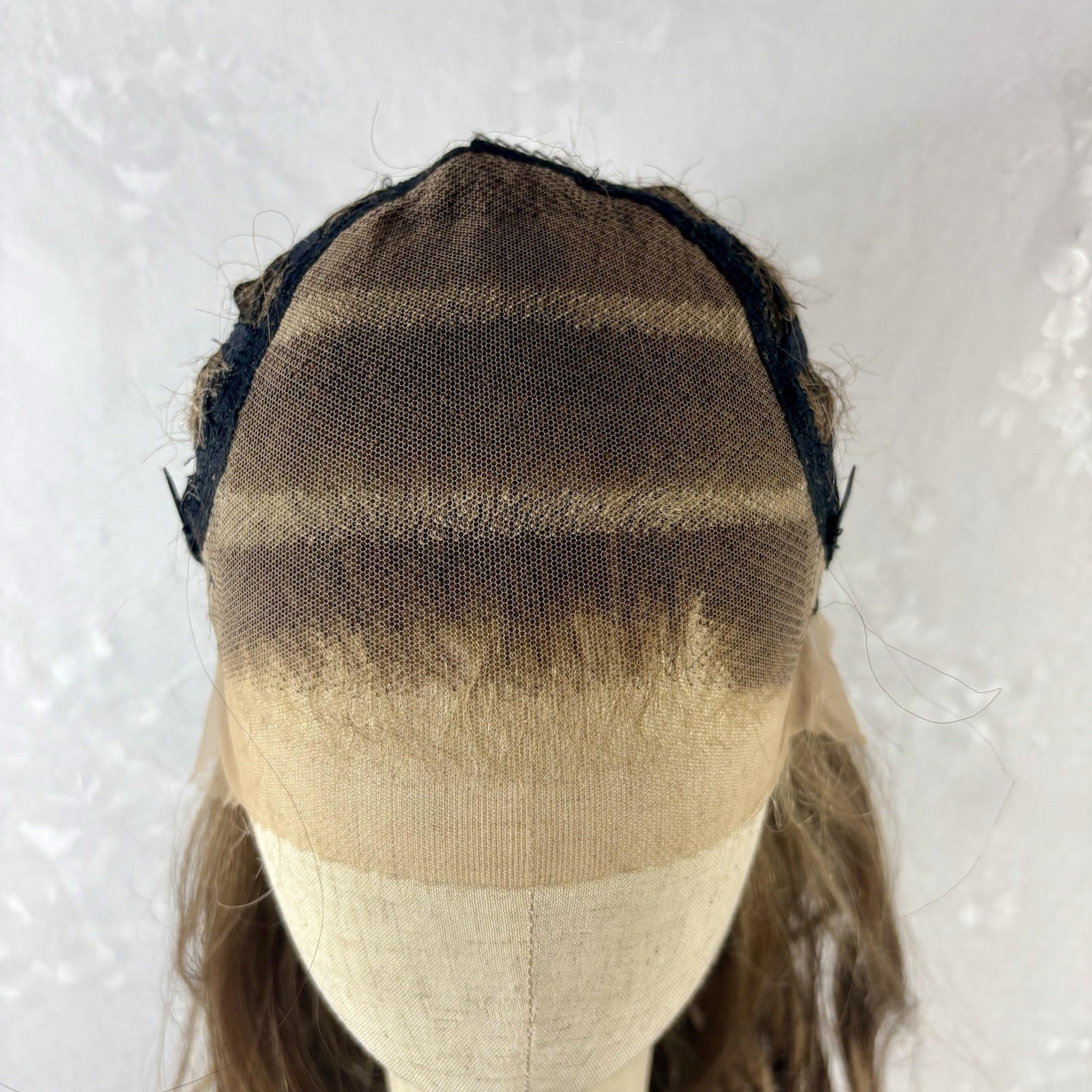 Daily wear WIG! Wavy brown with highlights Human Hair Blend, Lace Front