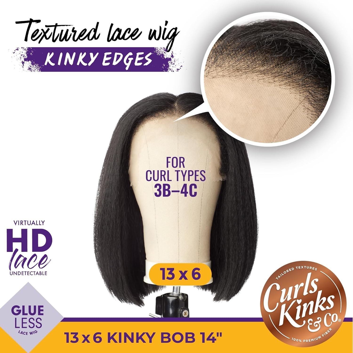 Sensationnel Kinky Edges Glueless HD Lace Wig -13 x 6 Kinky Bob 14″