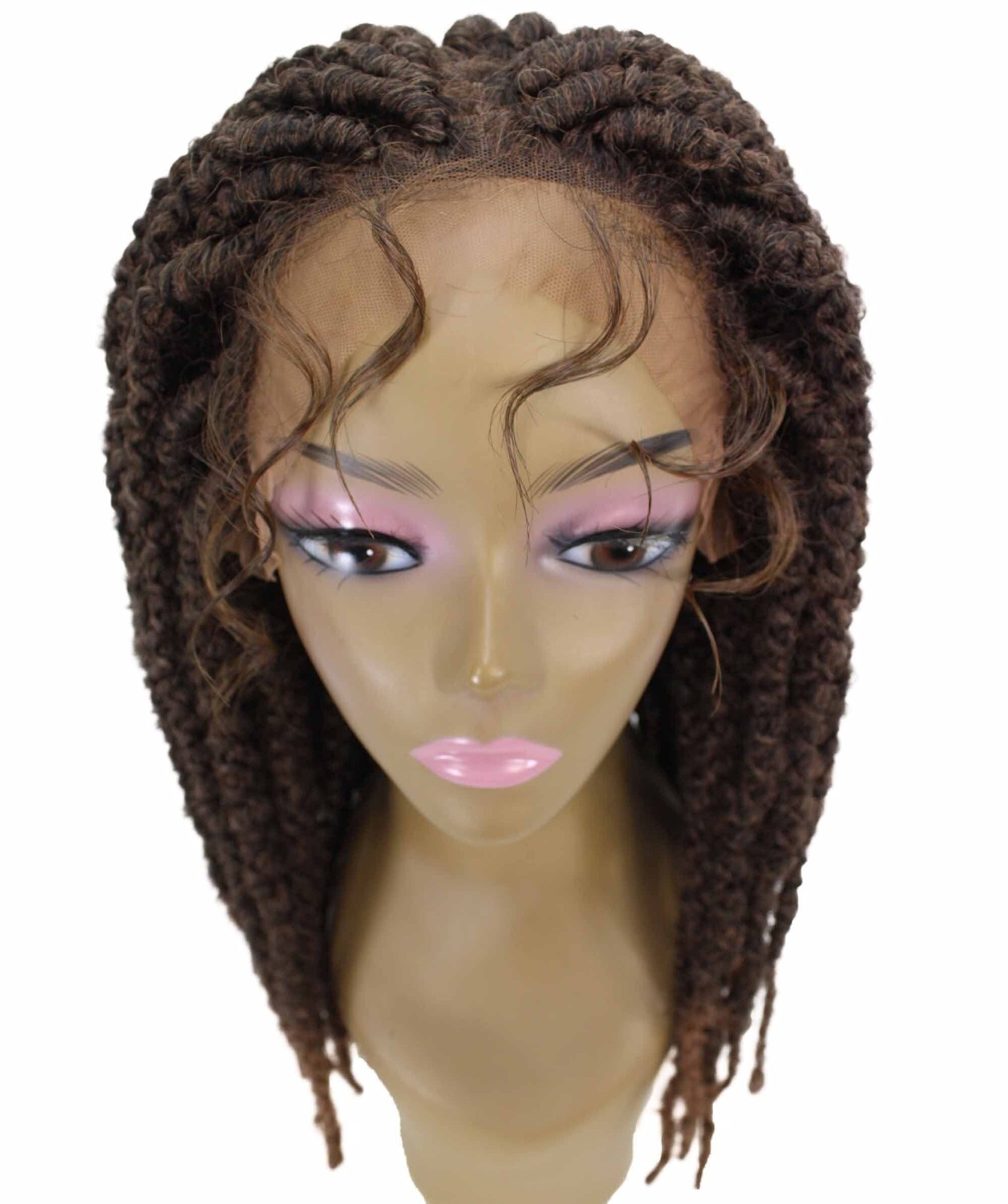 LUXLUXE Lika Curly Lika 24 in Long Lika 4X4 Hand Tied Lace Braid Braided Wig