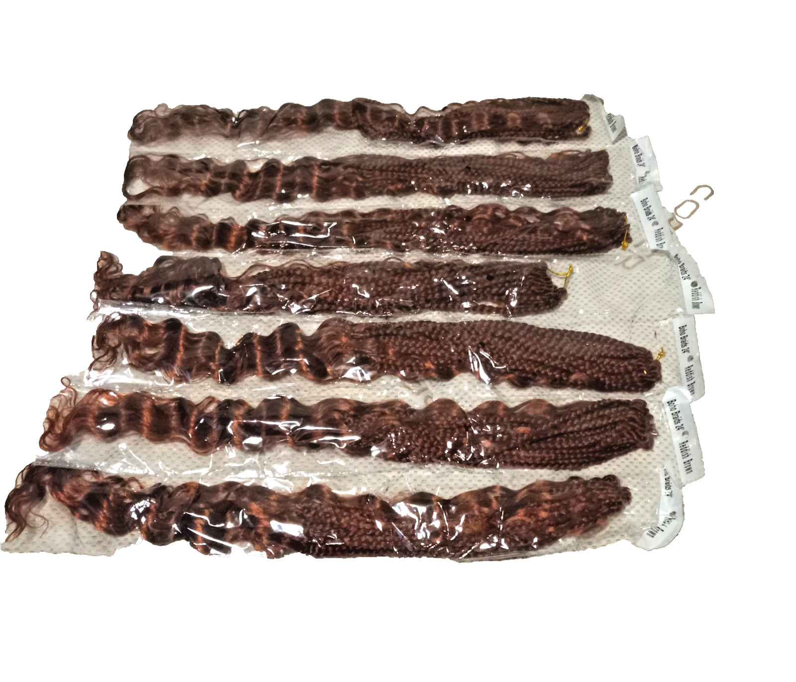 Hair Extension Braids 24″ Reddish Brown 7 Packs w/ Crochet Hook & Beads NEW
