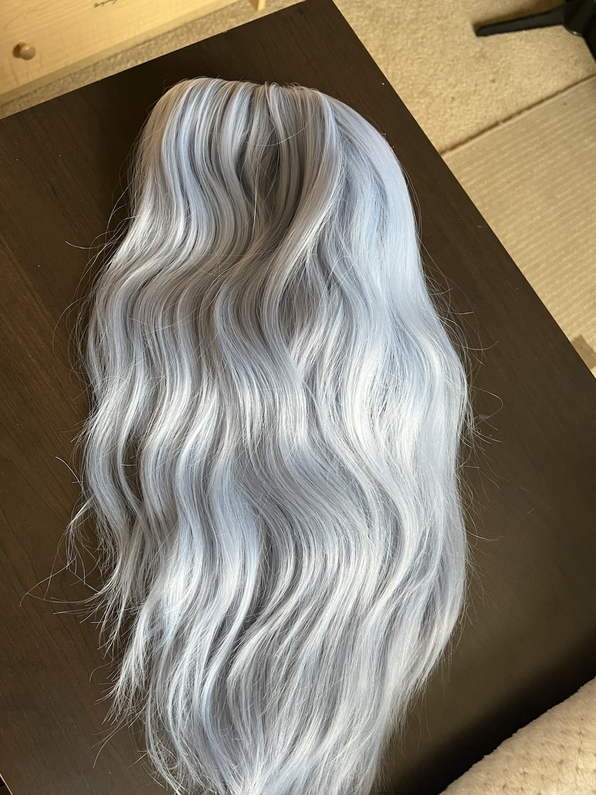 Womens Ice Blue Wavy Center Part Wavy Hair Wig.