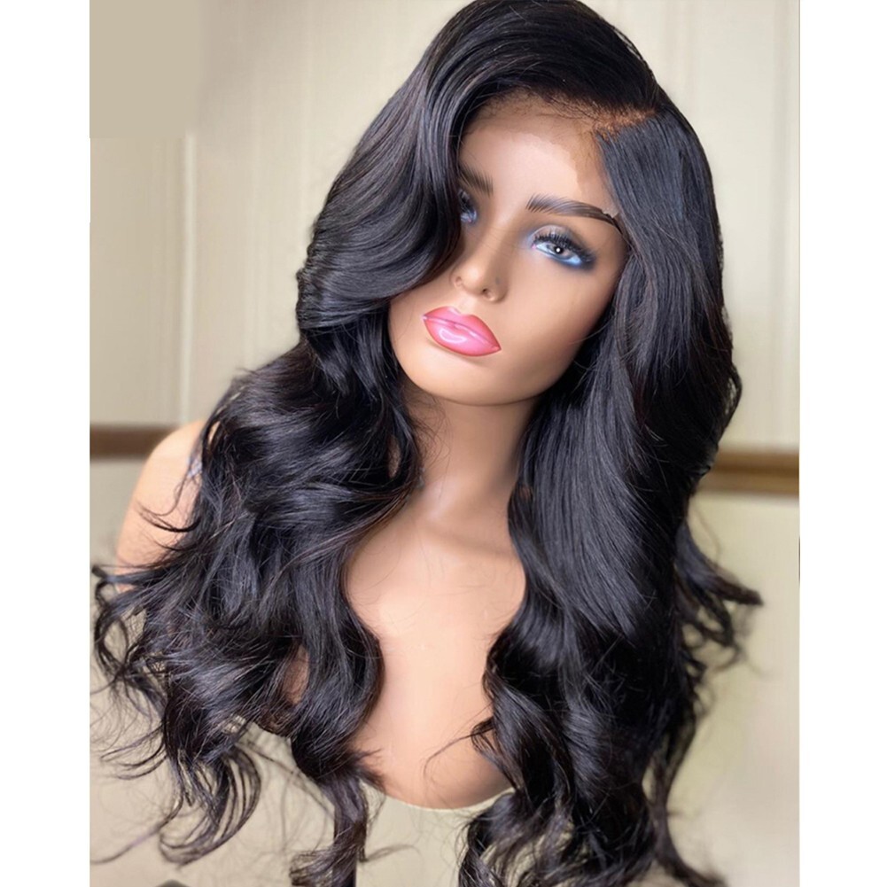 Afro Long Big Wavy Black Lace Front Heat Resistant Fiber Wigs Women Soft Natural