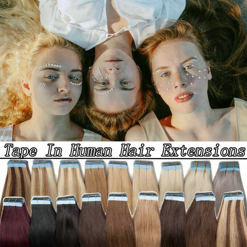 16″-24″ Tape In Hair Extensions Skin Wefts Remy Indian Human Hair Highlight 12A