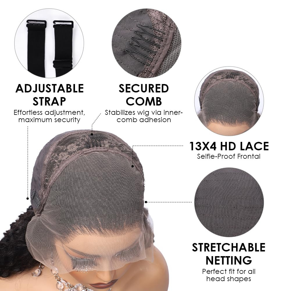 13X4 HD Transparent Lace Front Wigs Human Hair Pre Plucked Bleached Knots with B