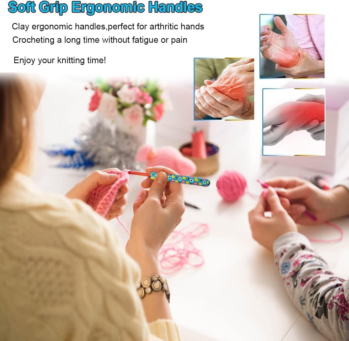 Large 5 Size Aluminum Crochet Hook Set 6.5mm,7mm,8mm,9mm,10mm, Multicolor