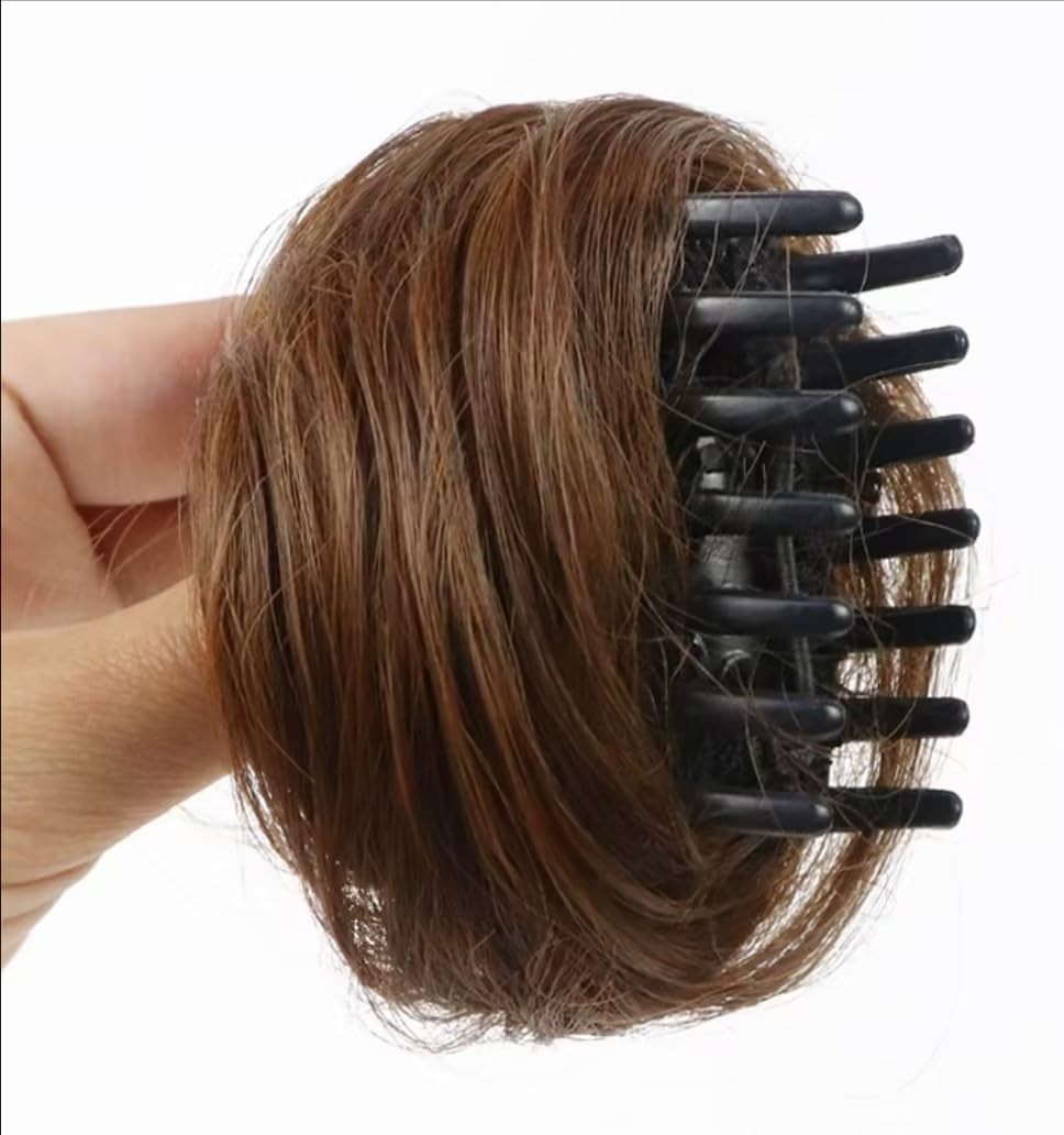 Labriciyon 1Pc Dark Brown Claw Clip Messy Bun Hair Piece 5.5 Inch,