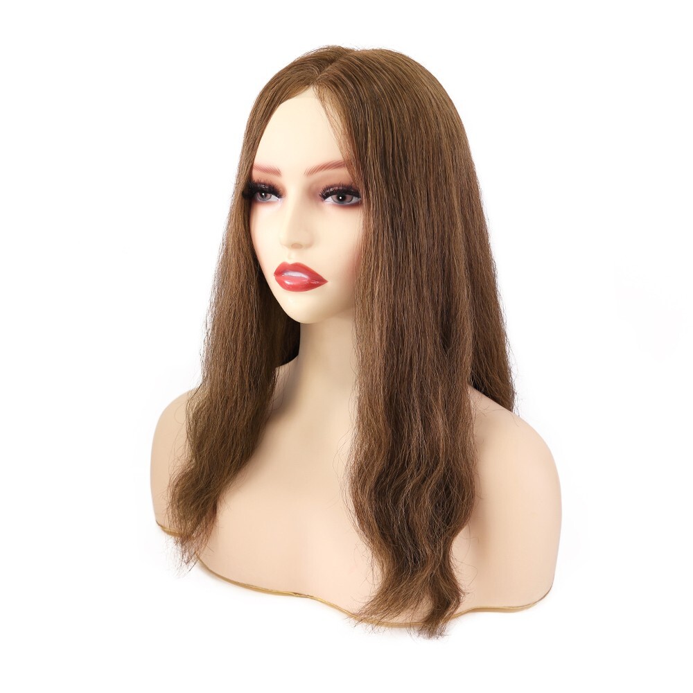 Women Top Piece Topper French Lace Human Hair Poly Around Medium Density7x9 TP81