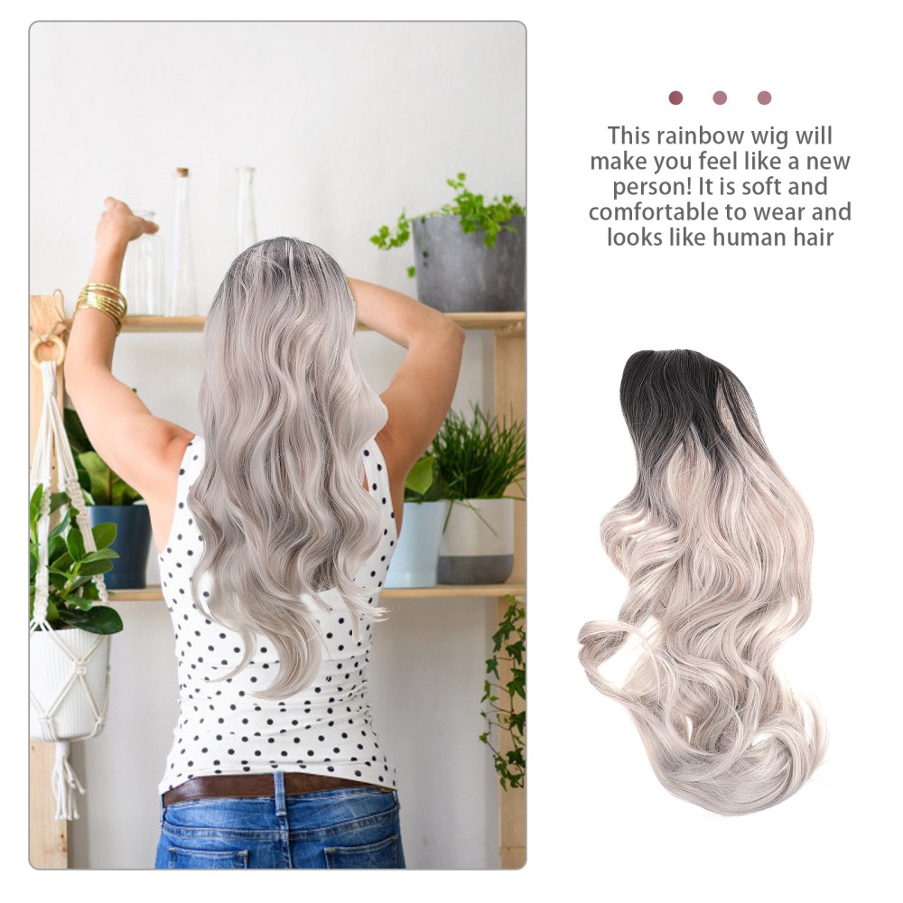 Grey Long Curly Fiber Wig Heat Resistant Fashionable Wig for Women