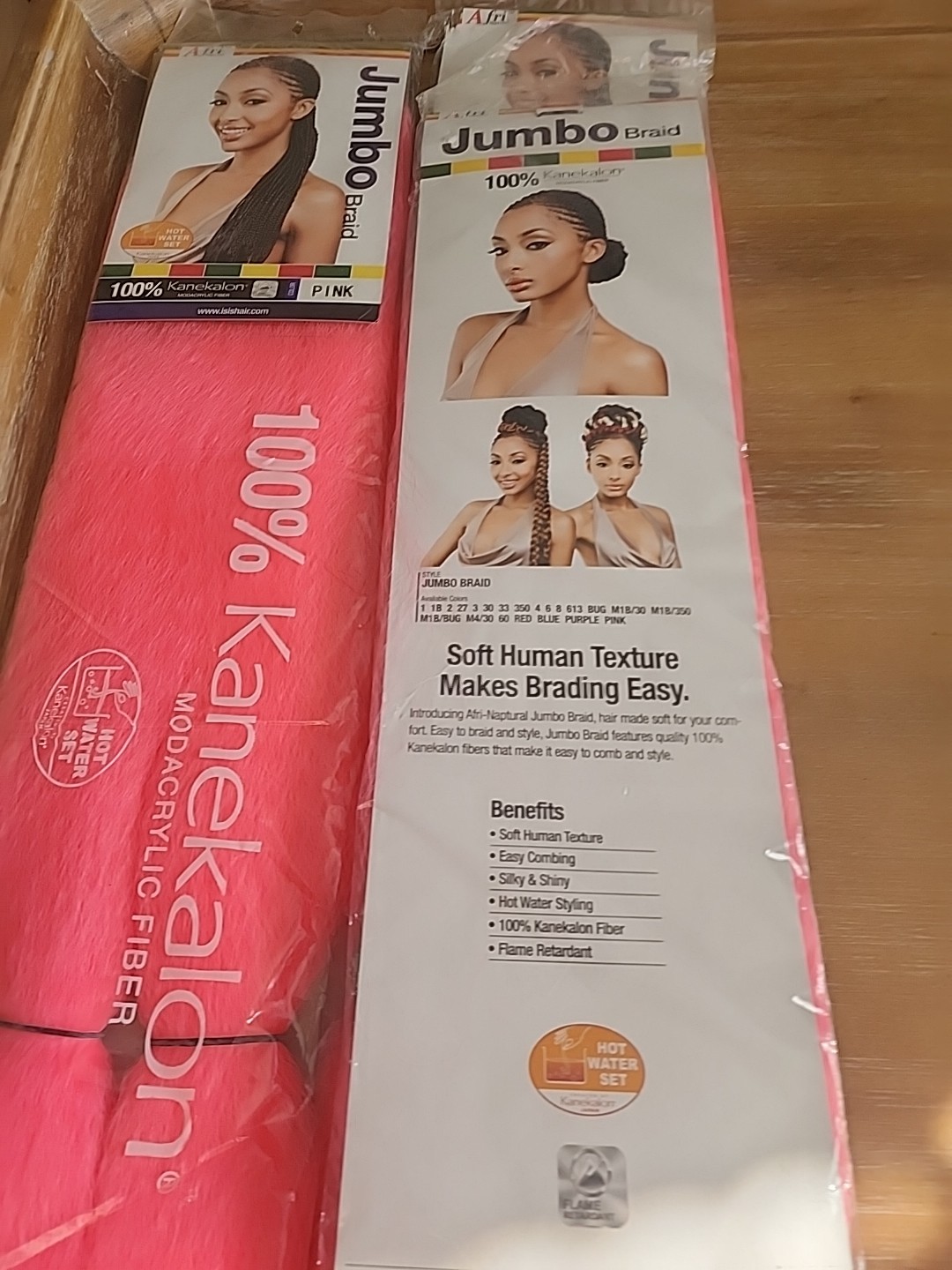 Jumbo Braid Synthetic Braid 100% Kanekalon 48″ Pack 3 Pink Hair Afri Naptural