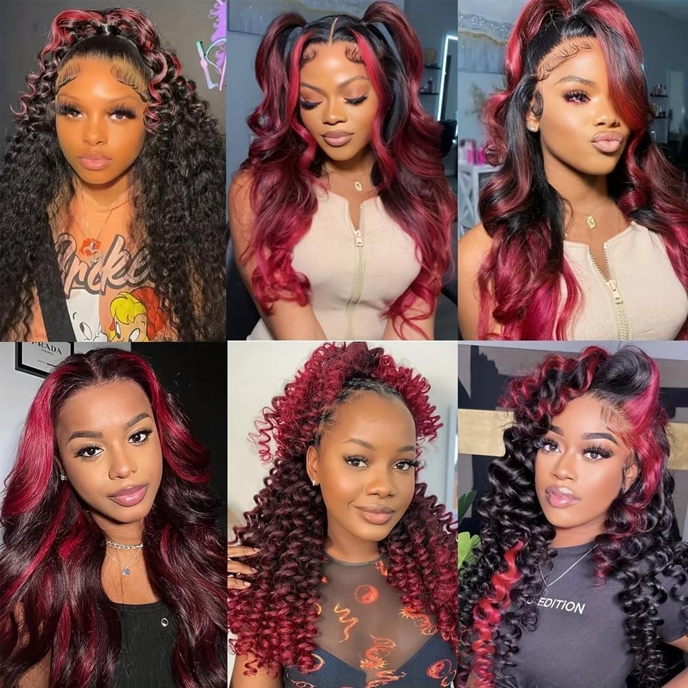 Fabimiya 24 26 28 Inch Burgundy P1B/99J Deep Wave Human Hair Bundles Wine Red