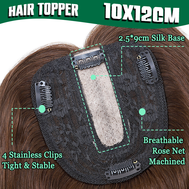 Topper 100% Human Hair Top Toupee Piece Clip in Hairpiece Indian Wig Women 6-20″