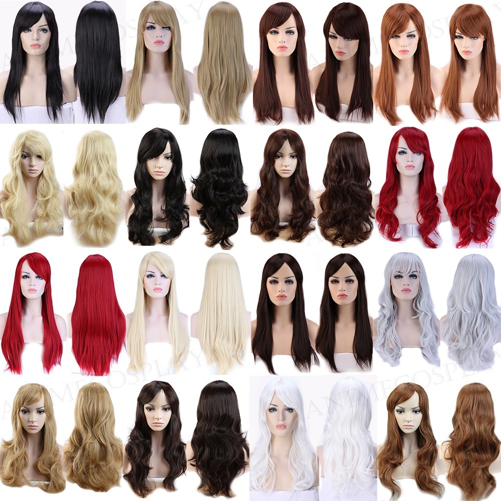 Fashion Cosplay Hair Wig Women Long Straight Curly Party Anime Costume Full Wigs