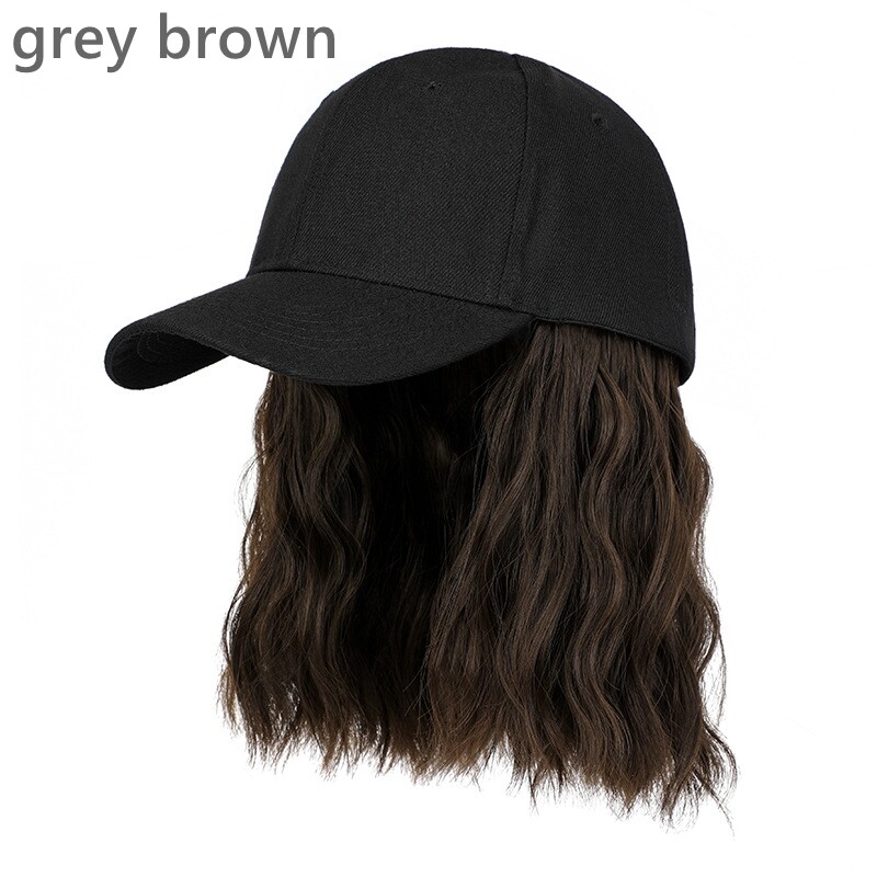 Women Baseball Cap Hat Wig Hairpiece with Short Curly Hair Adjustable Casual