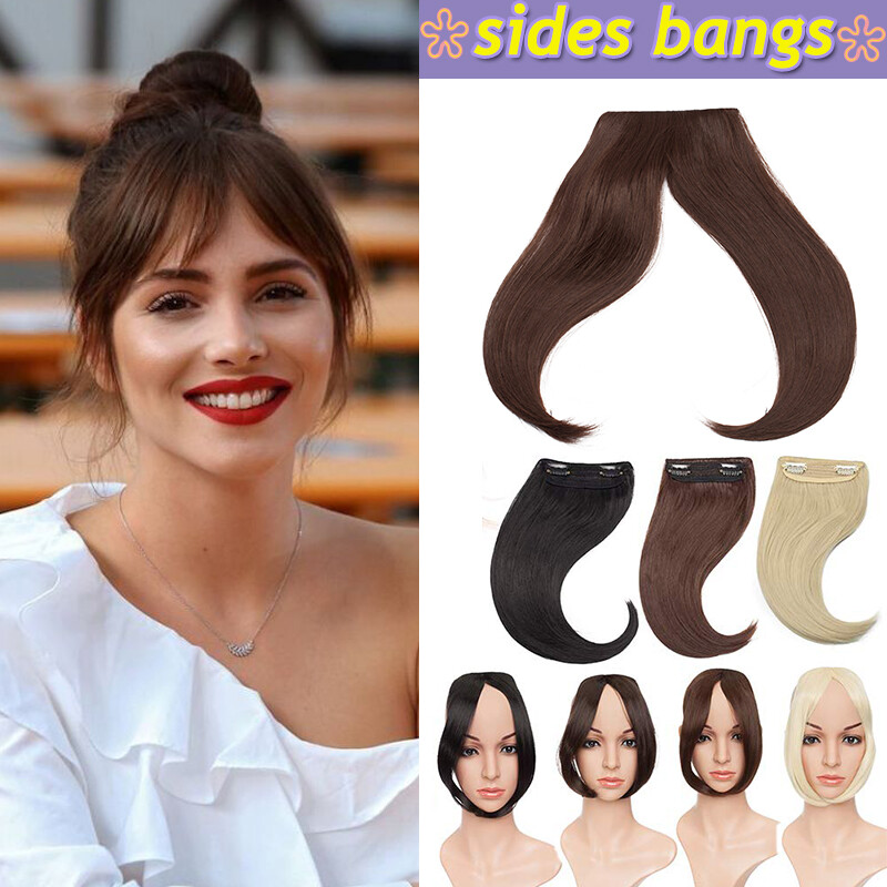 Thin Neat Bangs Clip in Bangs Real as Human Hair Extensions Front Hairpiece US
