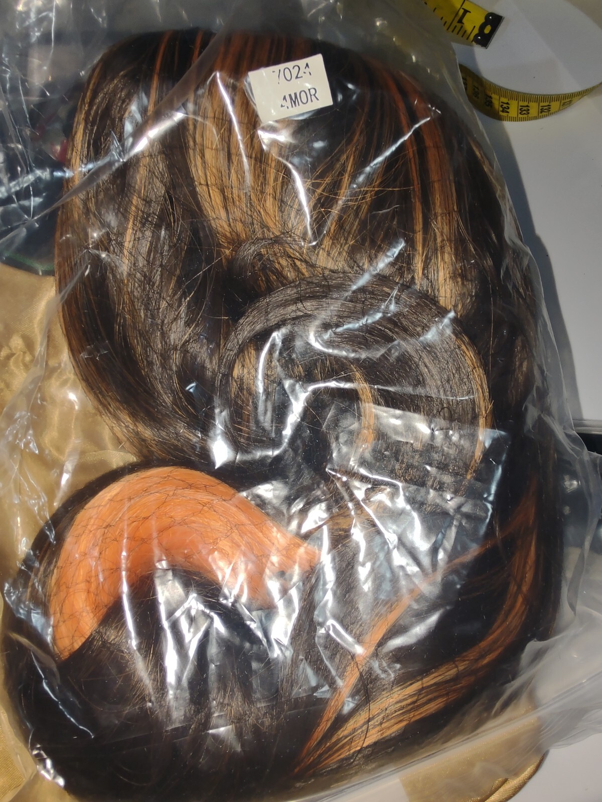 Long Body Wave Synthetic Wig Curly Half Black Half Orange Wigs Bangs Halloween