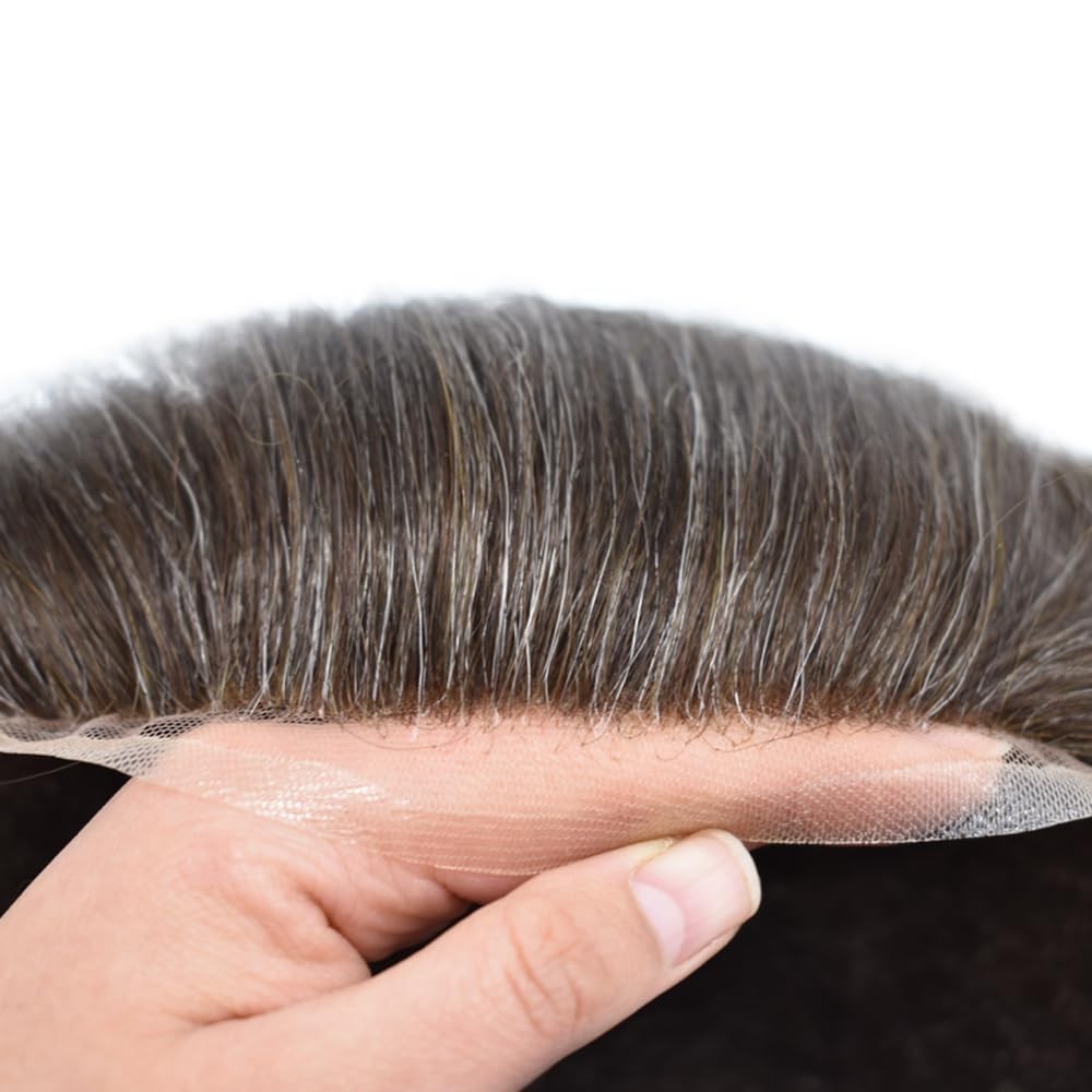Natural Full French Lace Mens Toupee Hair Piece Replacement System for Mens Wig