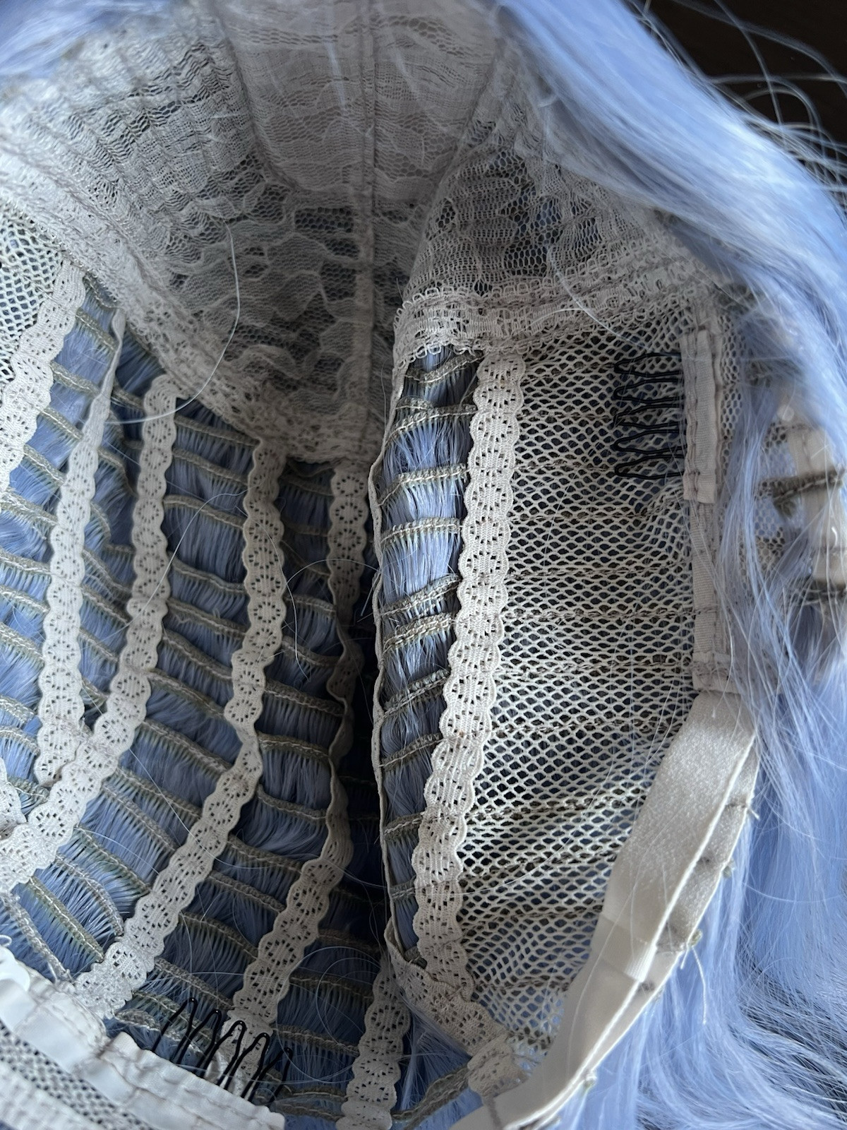 Womens Ice Blue Wavy Center Part Wavy Hair Wig.