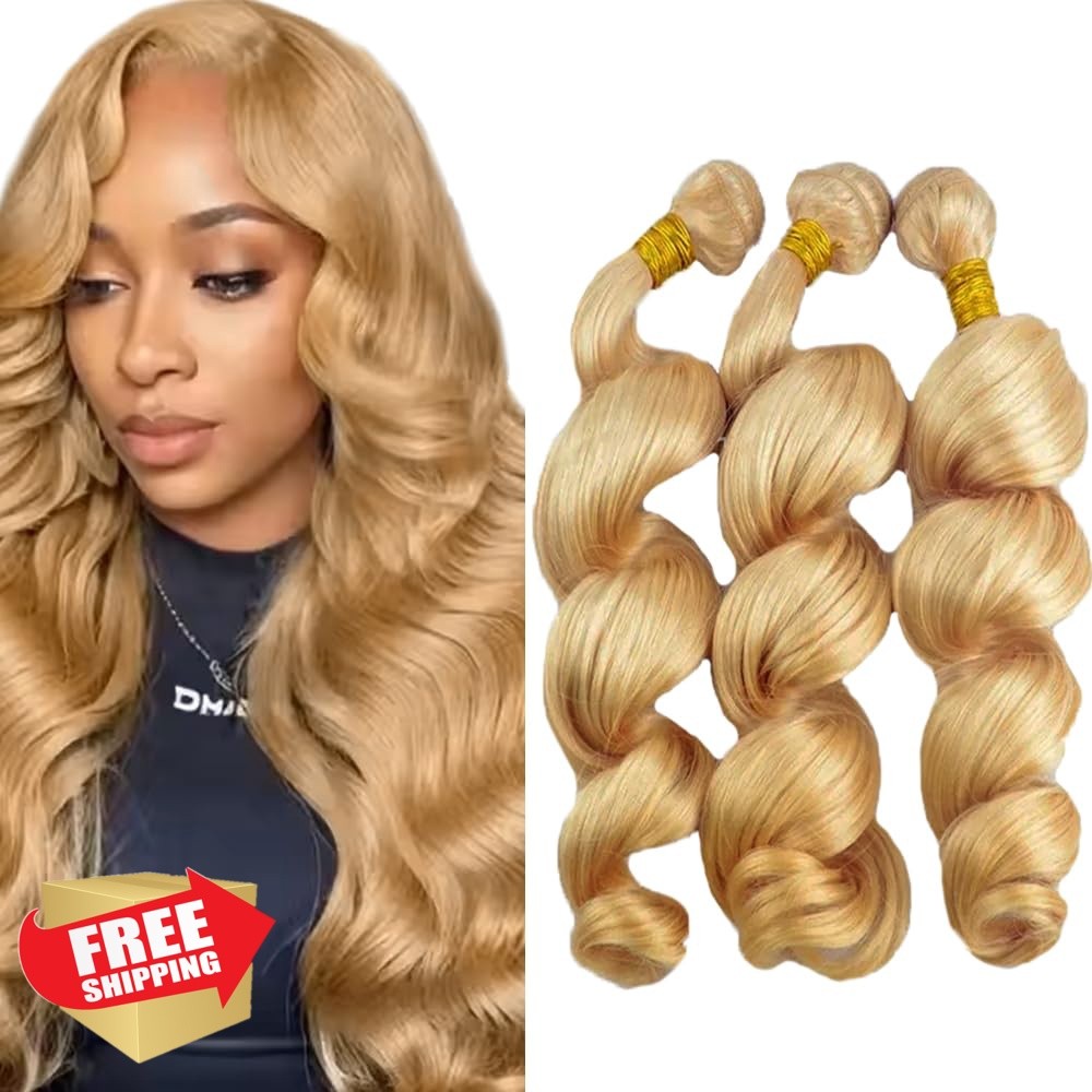 Shoaiye 12″ 14″ 16″ #27 Honey Blonde Loose Wave Bundles