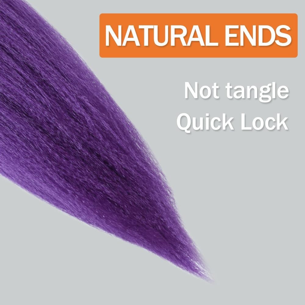 Purple Braiding Hair 4 Packs 30 Inch Professional Pre Stretched Braiding Hair