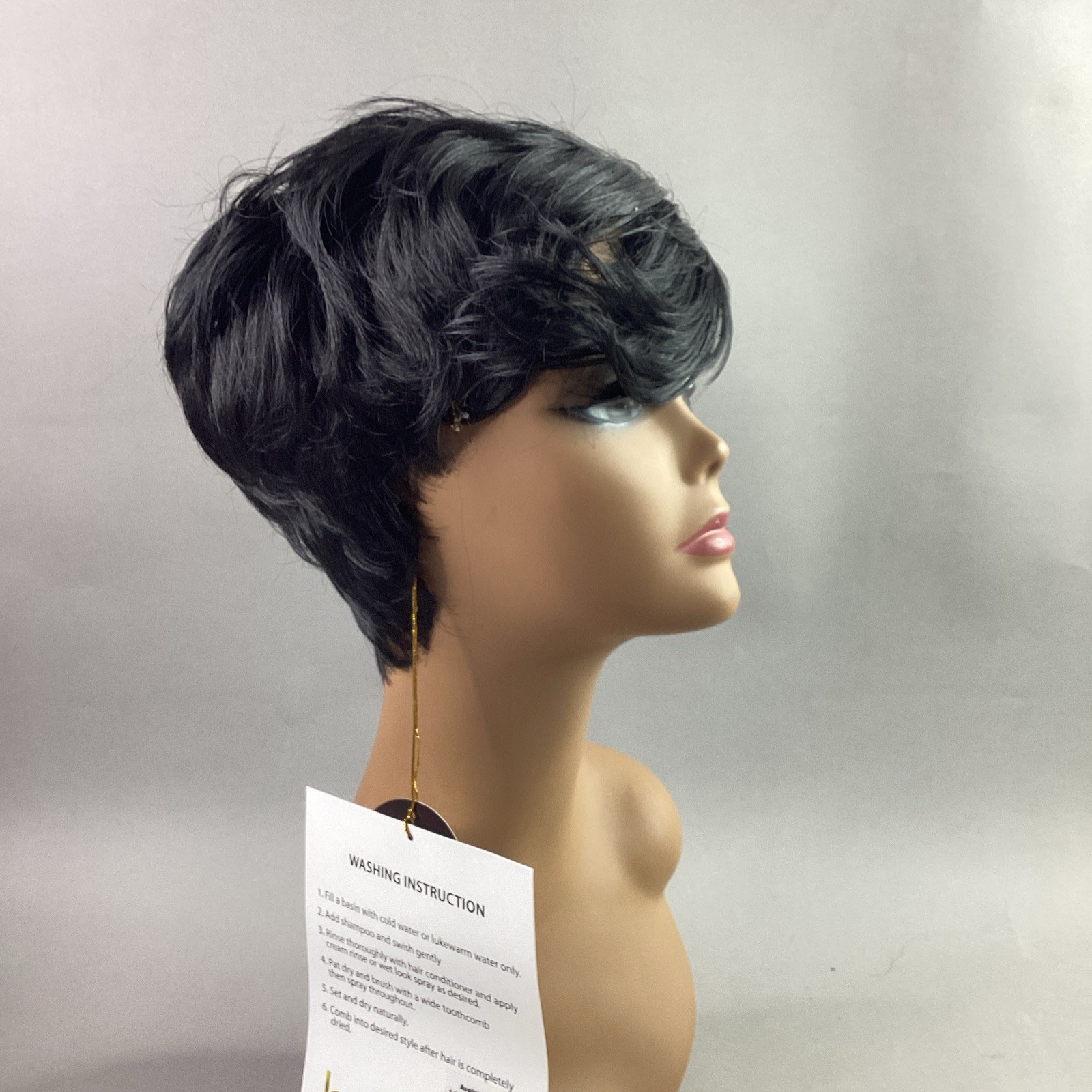 Halo Cutie Straight #1B Off Black Human Hair Blend Full Wig