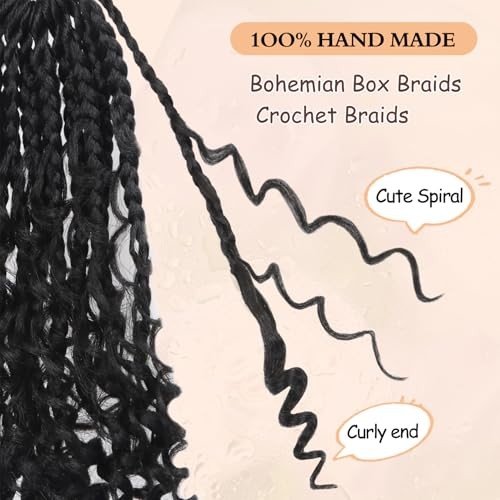 Goddess Box Braids Crochet Hair – 8 Inch Pre Looped Boho 8 Inch (Pack of 8) 1B