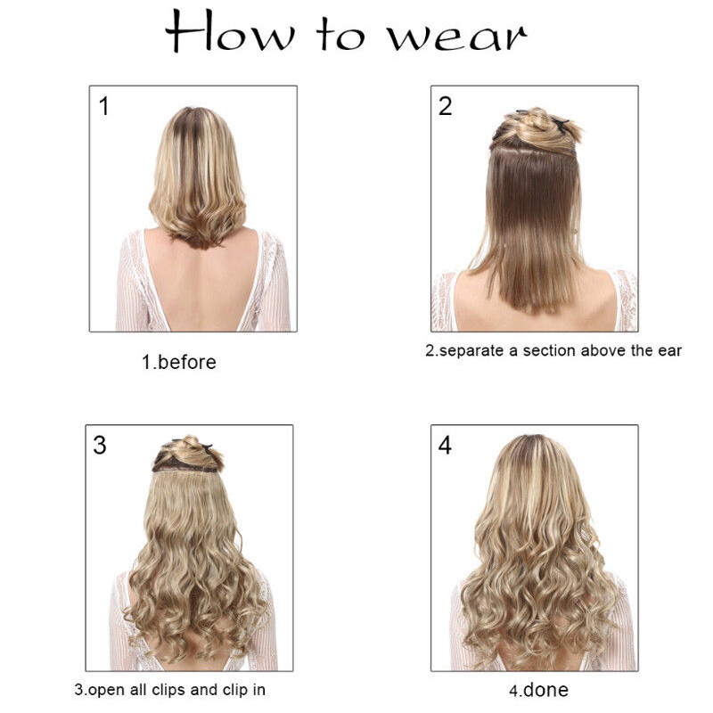 EXTRA LONG 30″ Clip in 100% Real Natural As Human Hair Extensions Full Head Long