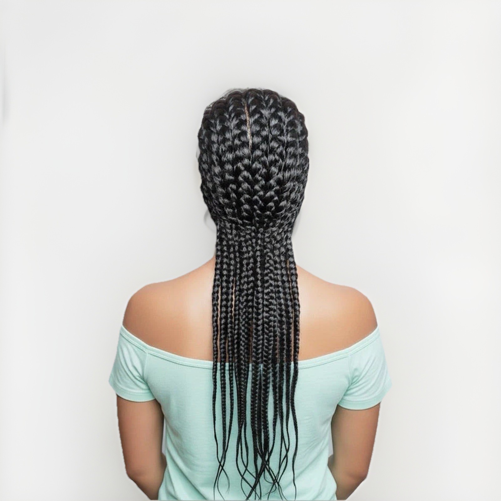 Braided Wig. Cornrow Large Braids. Full Lace with Baby Hair. 38in