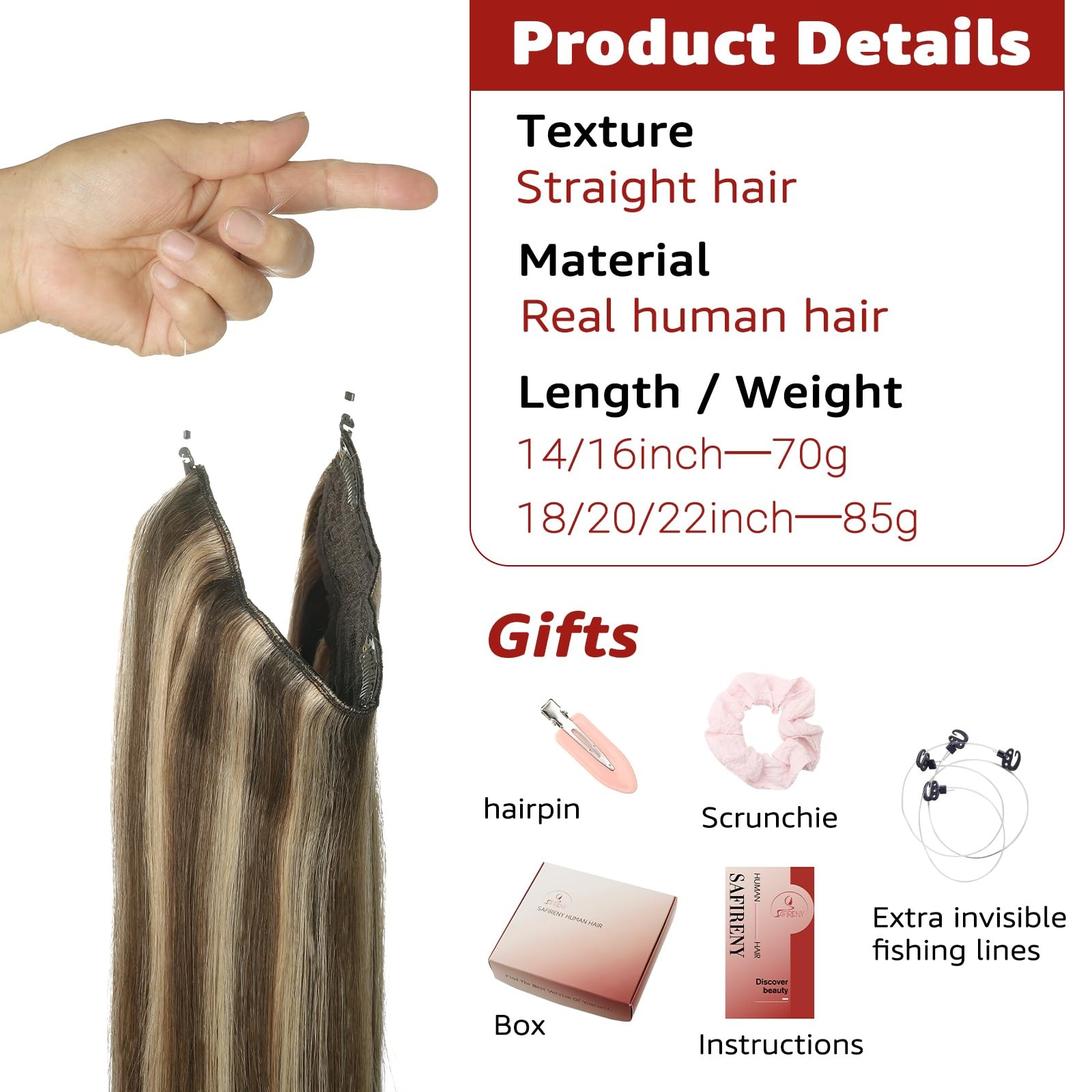Safireny Wire Hair Extensions 70G Straight Hair Extensions Walnut Brown To Ash