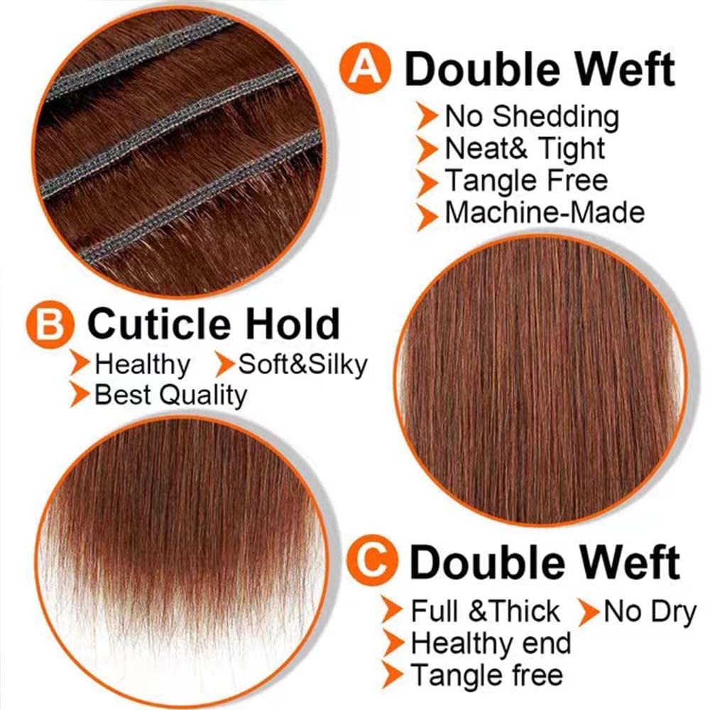 Hydtxc Human Hair Bundles 8 10 12 Inch Dark Brown Color 30 Straight Bundles