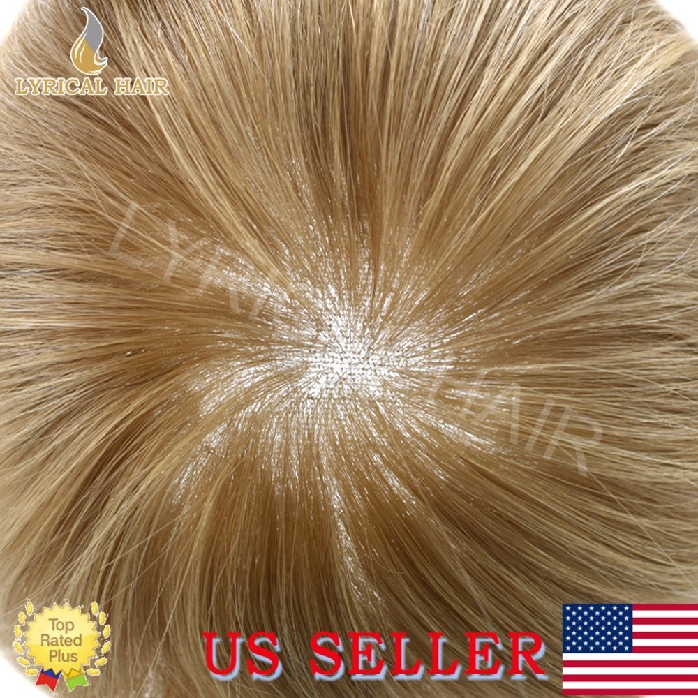 Lyrical Hair French Lace Front Mens Toupee Human Hair PU Skin Base Hair System