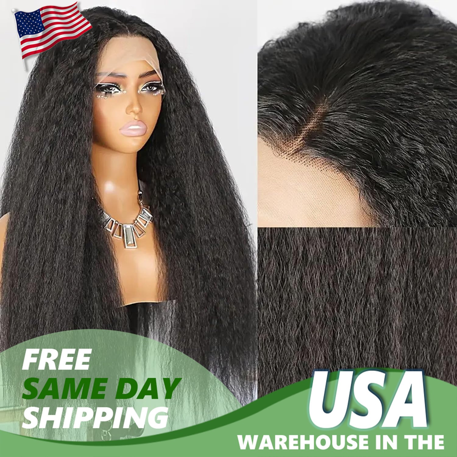 13×6 Natural Color Kinky Straigh Transparent Lace Human Hair