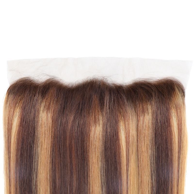 13*4 Lace Frontal Free Part P4/27 Brazilian 100% Human Virgin Hair Straight