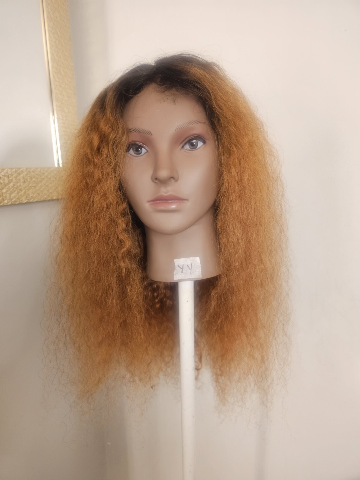 High Quality regular Top Copper Brown 22″ curly 100% Virgin Human Hair Lace Wig