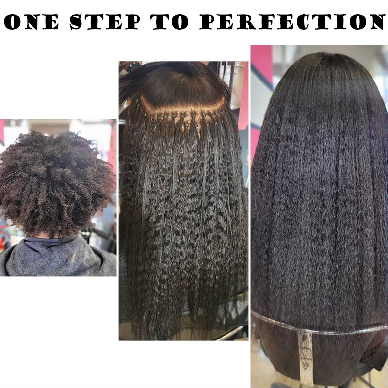 Kinky Straight YAKI Micro Links Loop Ring Beads Human Hair Extensions Pre Bonded