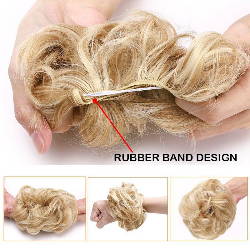Messy Bun Scrunchie Hair Piece False Updo Cover Elastic Hair Extension Curly US