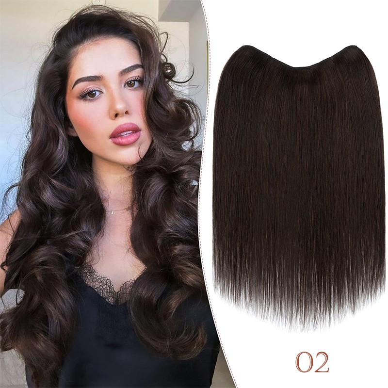 V-Shape One Piece Remy Piece Human Hair Extensions Full Head U Part Weft THICKER