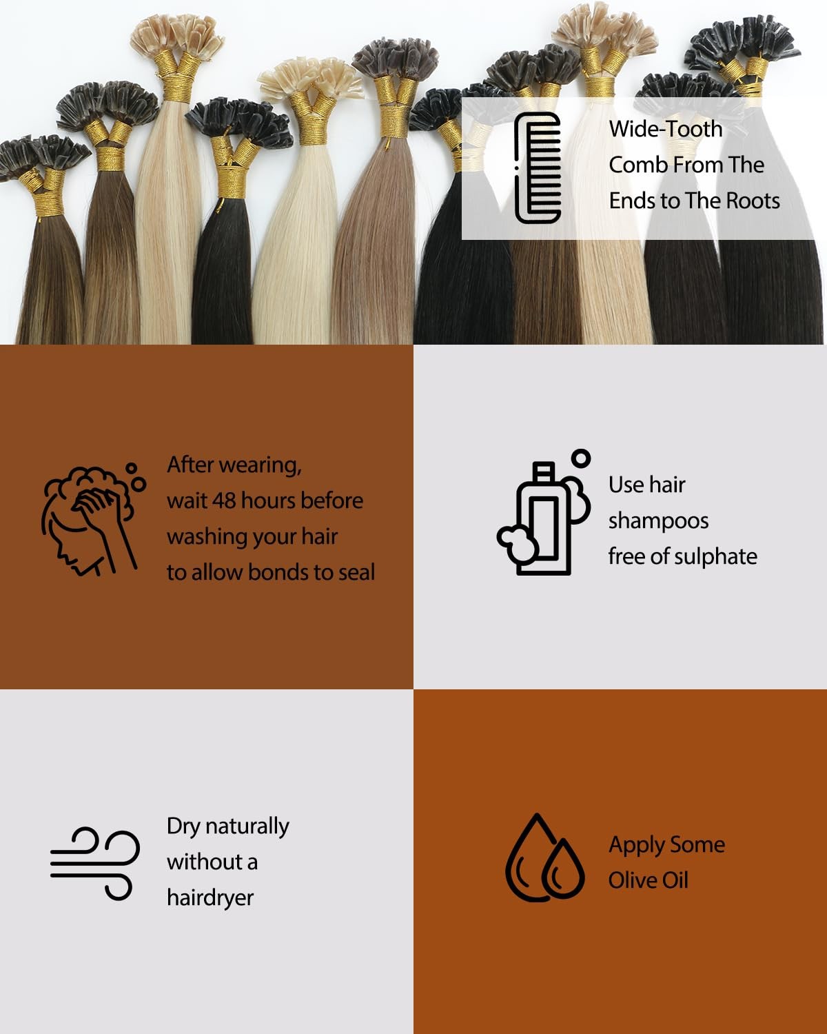 Vinbao U Tip Hair Extensions Human Hair 40G 50S Dark Brown Balayage Caramel